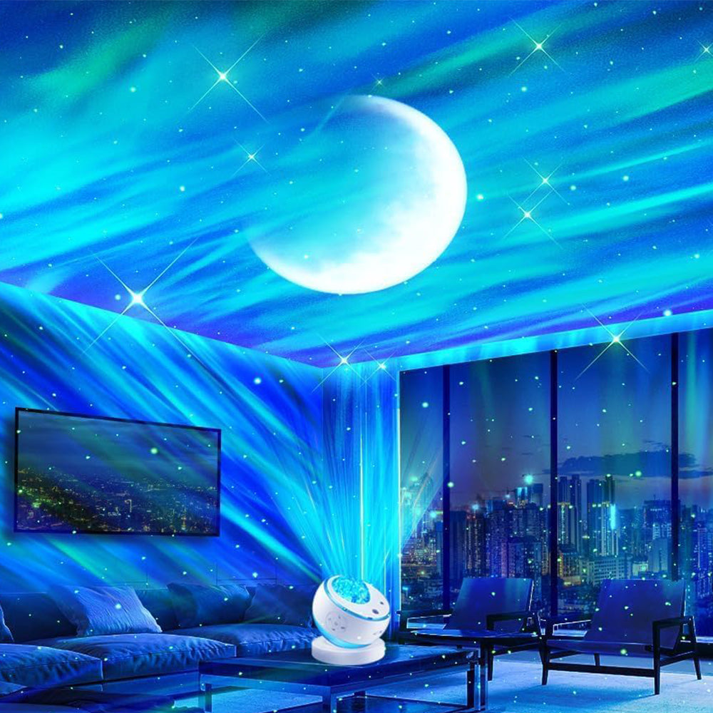 Rechargeable Northern Lights Aurora Projector with Bluetooth Speaker 16 Light Colors for Car Home Camping