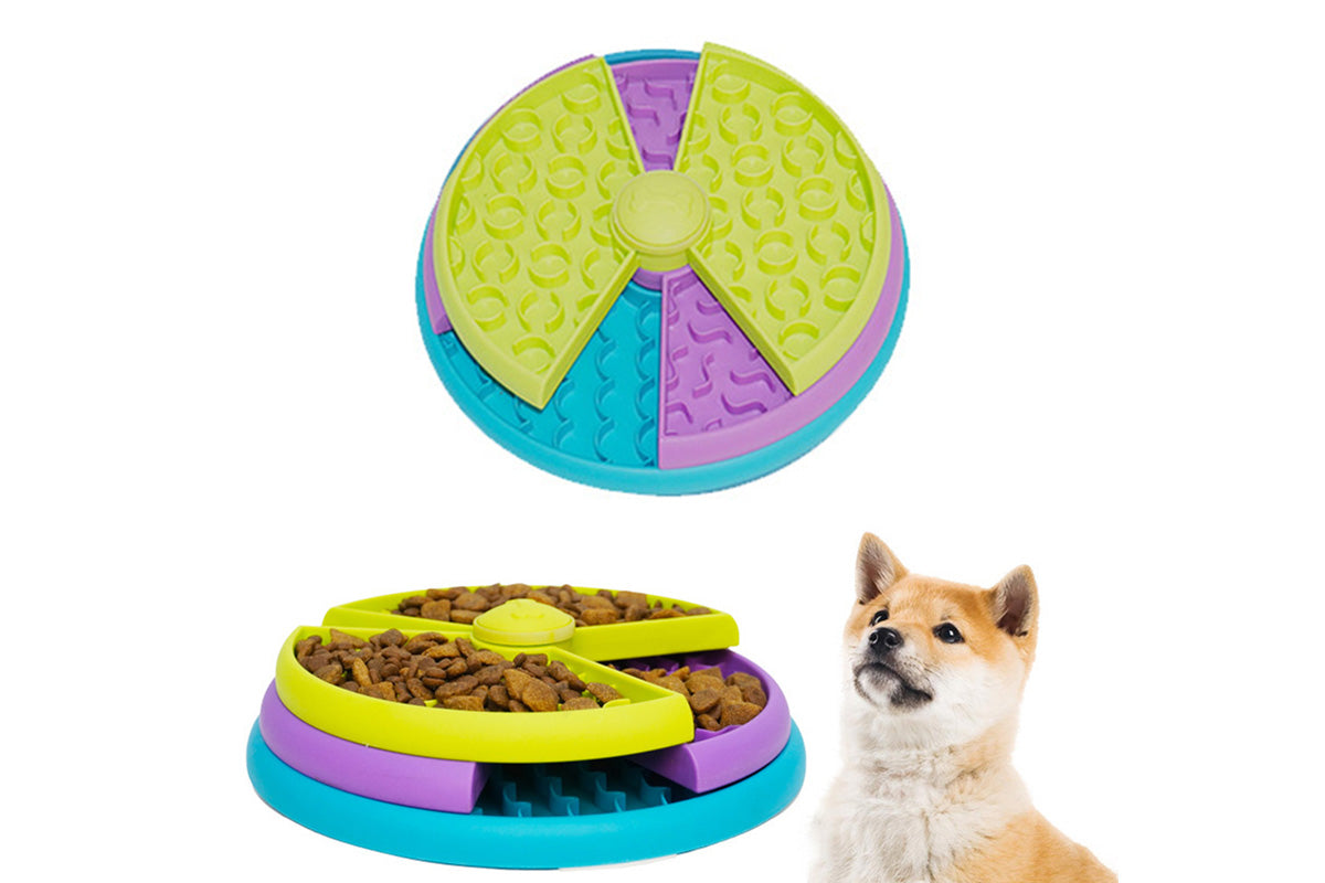 Three-Color Rotating Slow Feeder Bowl Interactive Dog Feeder for Medium and Large Dogs
