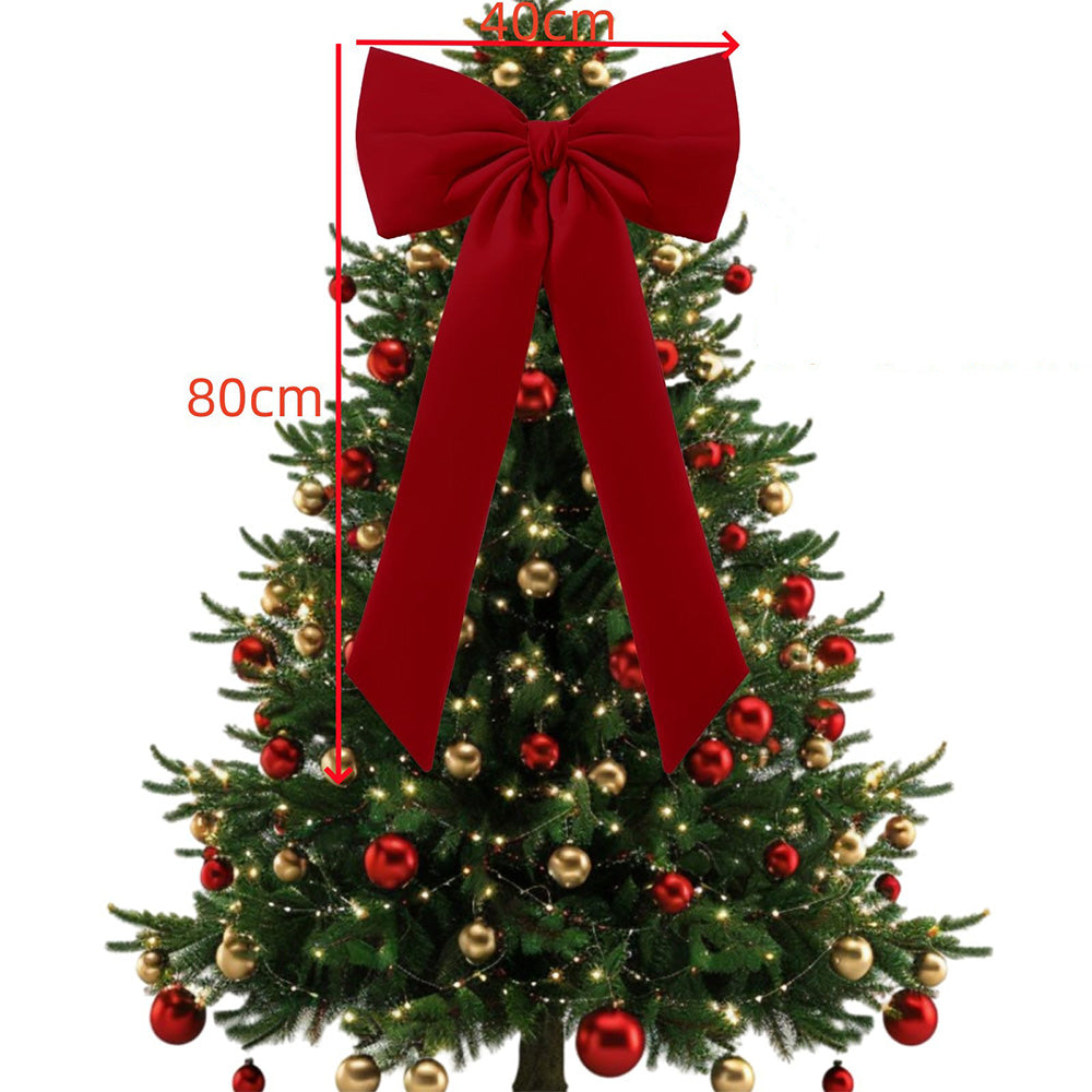 Large Christmas Bow Decoration Velvet Hanging Ornament for Tree Wall Door Holiday Decor