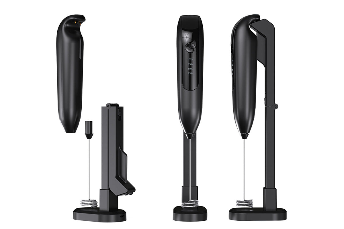 Rechargeable Handheld Milk Frother with Stand for Coffee Lattes Cappuccinos