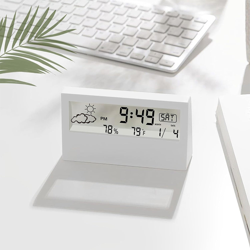Digital Desktop Clock with Temperature Humidity Display-Transparent