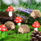 6Pcs Resin Mini Hedgehogs and Mushroom Fairy Garden Accessories Set