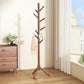 Solid Wood Freestanding Coat Rack with 8 Hooks Tripod Base for Bedroom Entryway