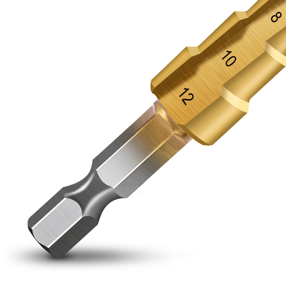 3 Piece Bearing Steel Titanium Coated Conical Step Drill Bit Set
