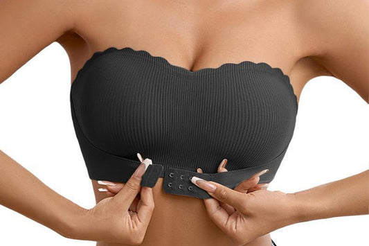 2Pcs Women's No Padding Bandeau Bra Strapless Front Closure Bra