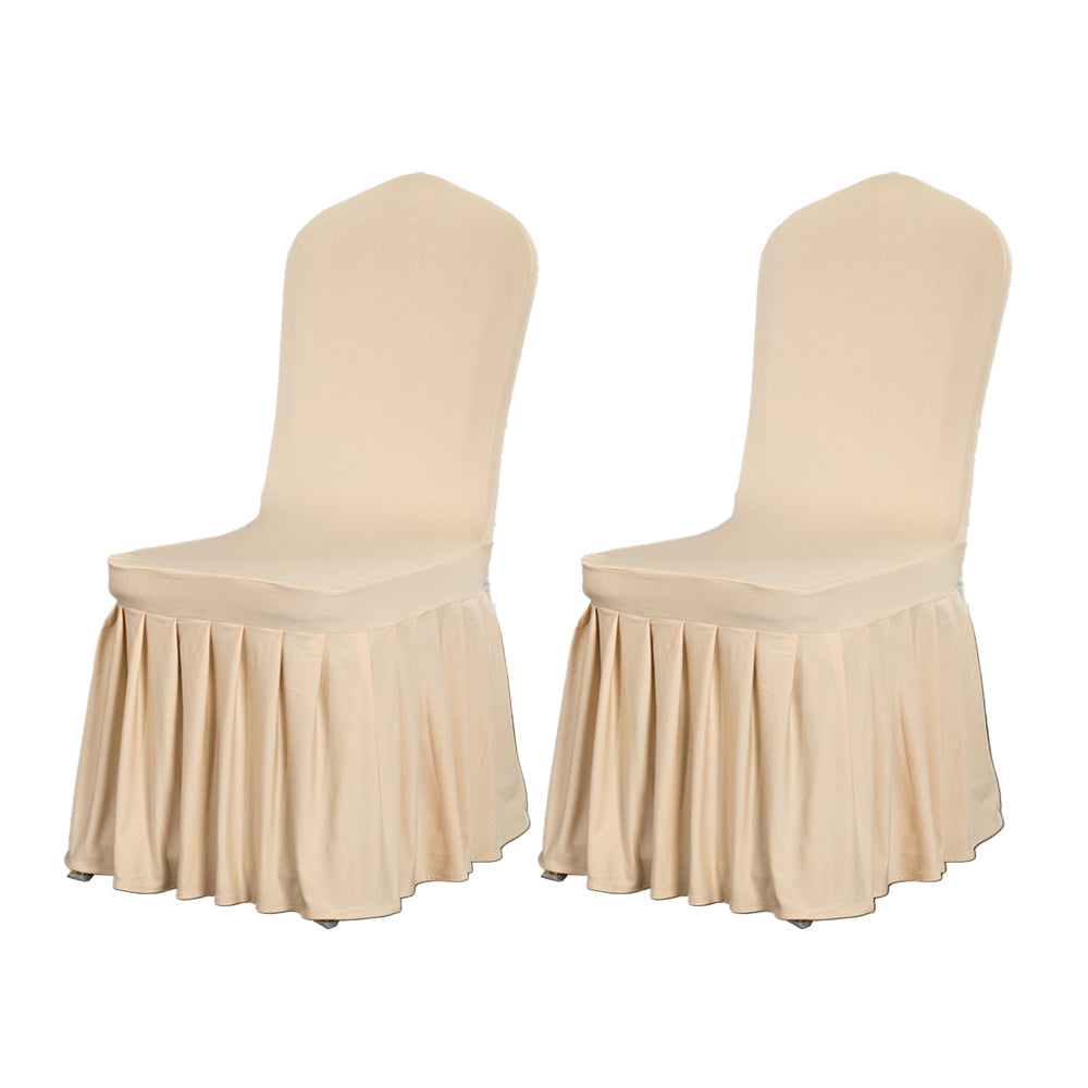 2Pcs Stretch Pleated Solid Colour Chair Cover