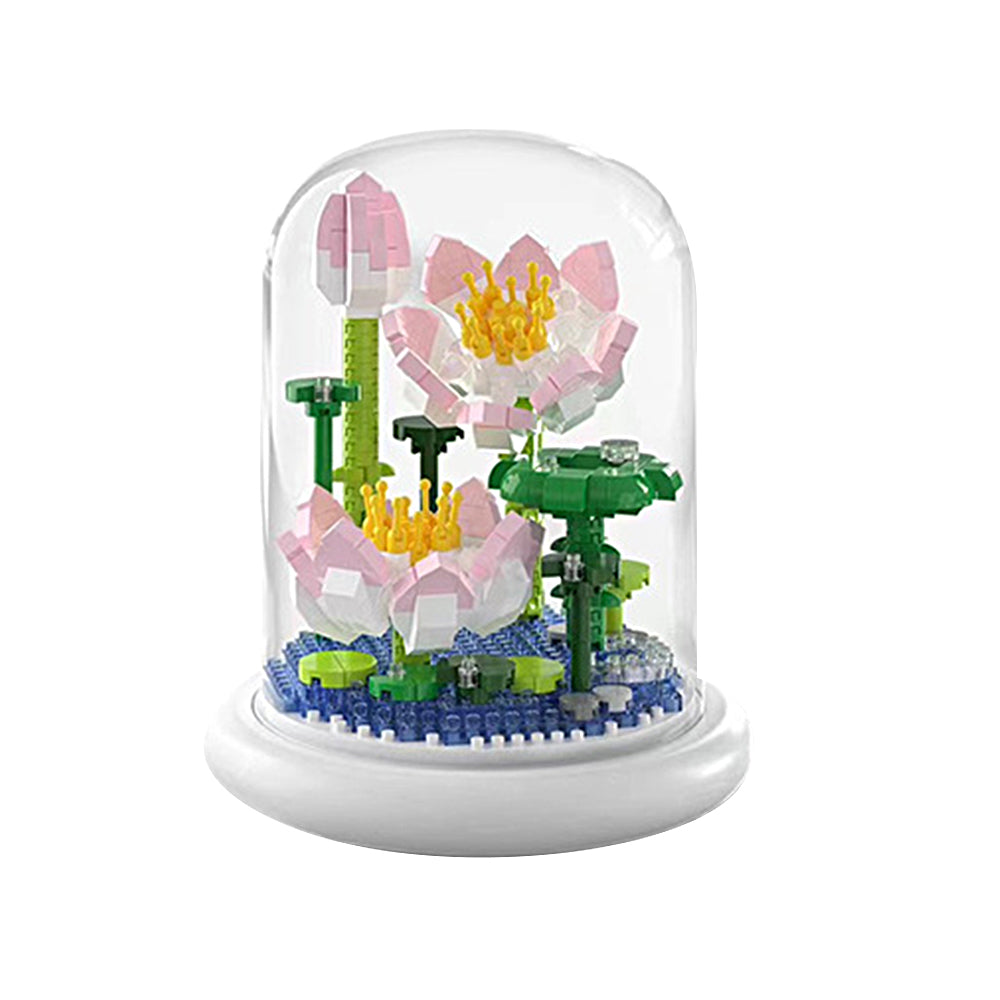 Light-Up Flower Building Blocks Kits with Dust Cover