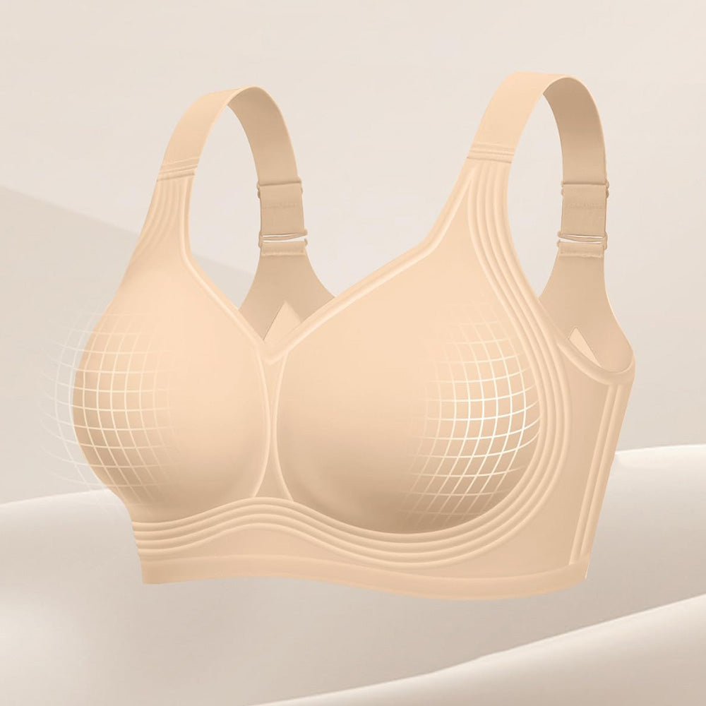 Women Wireless Bra Full Coverage Comfortable Seamless Plus Size-Beige