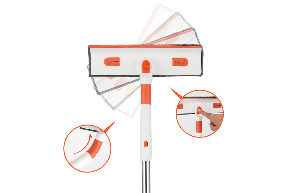 4 In 1 Rotatable Window Cleaning Squeegee Kit With Extension Pole Bendable Head Window Washing Kit
