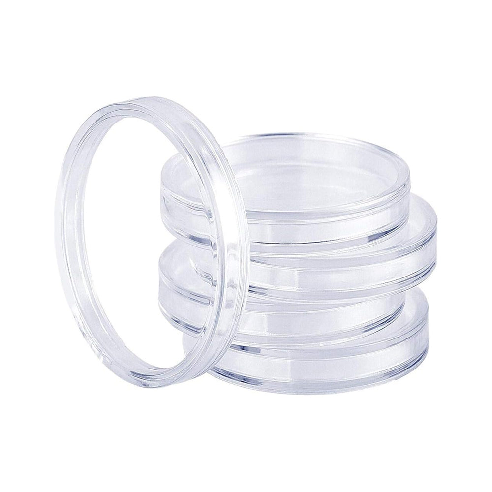 100Pcs Plastic Coin Capsules with Storage Box and Foam Gasket