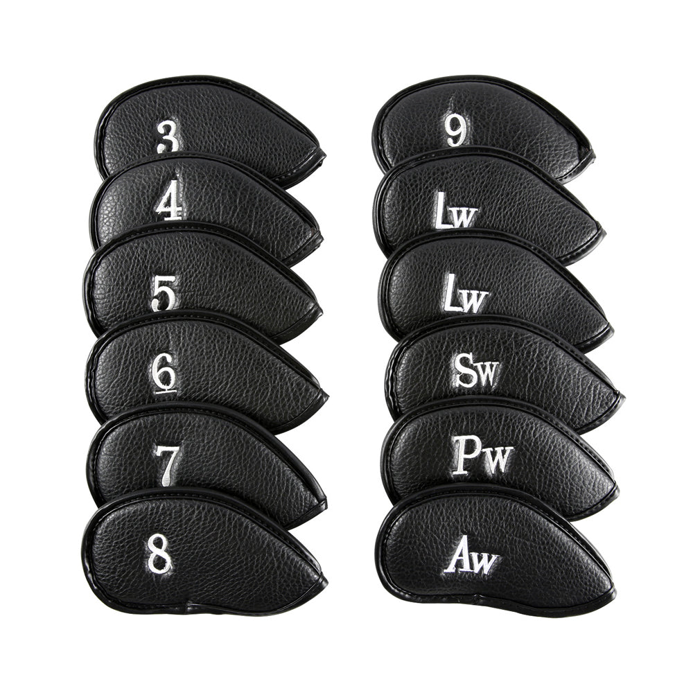12Pcs PU Leather Head Cover Golf Iron Club Putter Head Cover