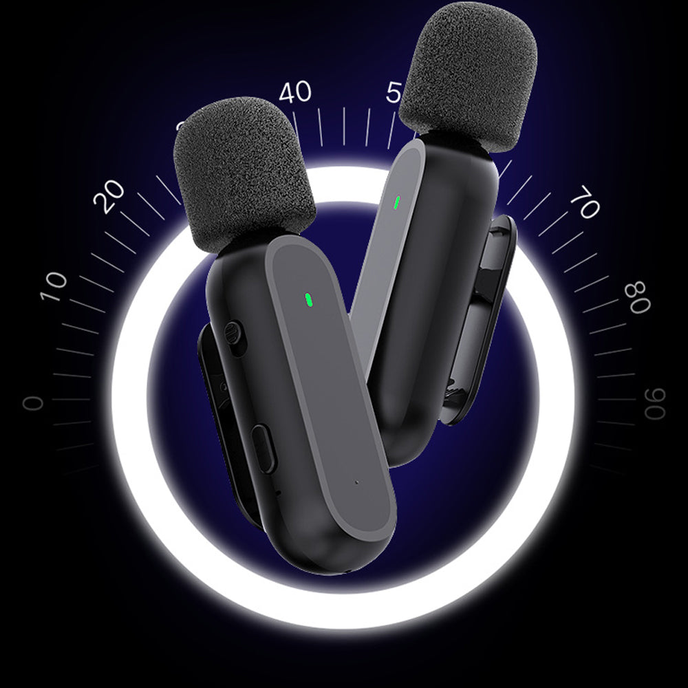 2Pcs Wireless Lavalier Microphone with Charging Case for Android iPhone iPad