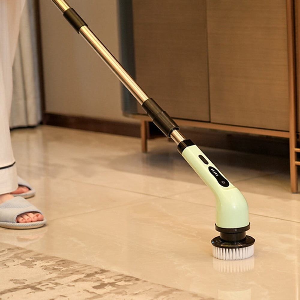 Electric Multifunctional Scrubber with 9 Replaceable Brush Heads and Adjustable Extension Handle