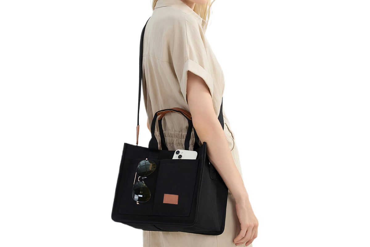 Tote Bag for Women With Compartments Canvas Crossbody Bags for Laptop Book