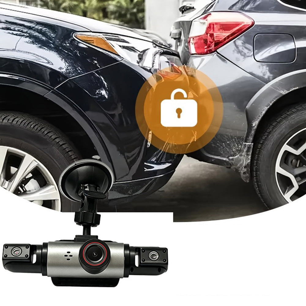 360 View 4 Channel Dash Cam Front and Rear Left Right Inside Camera for Cars with 32GB Memory Card