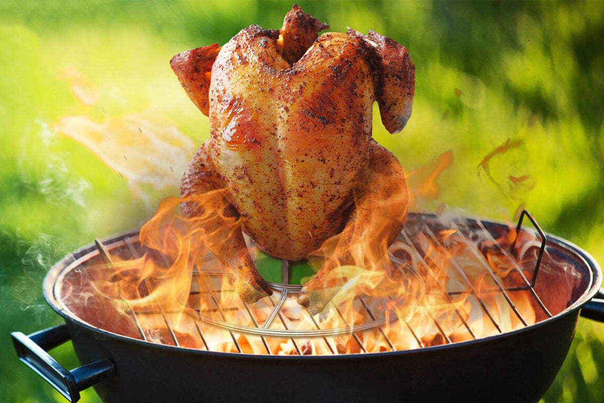 Beer Can Chicken Holder Stainless Steel Beer Chicken Stand With Handle For Grill And Smoker