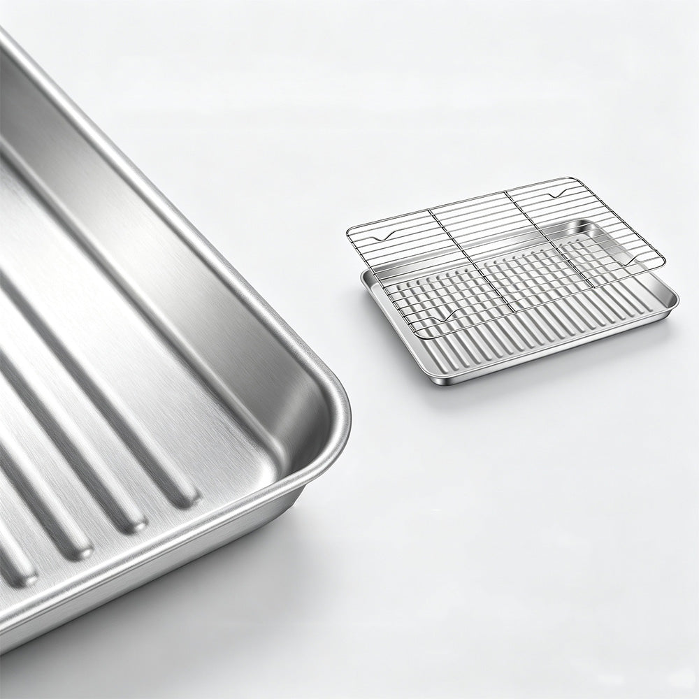 304 Stainless Steel Baking Sheet and Cooling Rack Set for Oven and Air Fryer