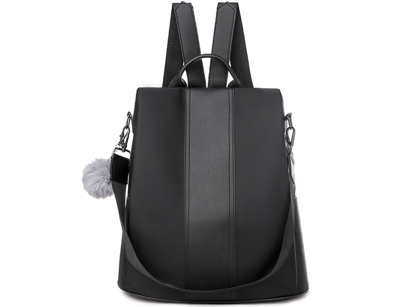 2-in-1 Backpack Shoulder Bag with Pom Pom