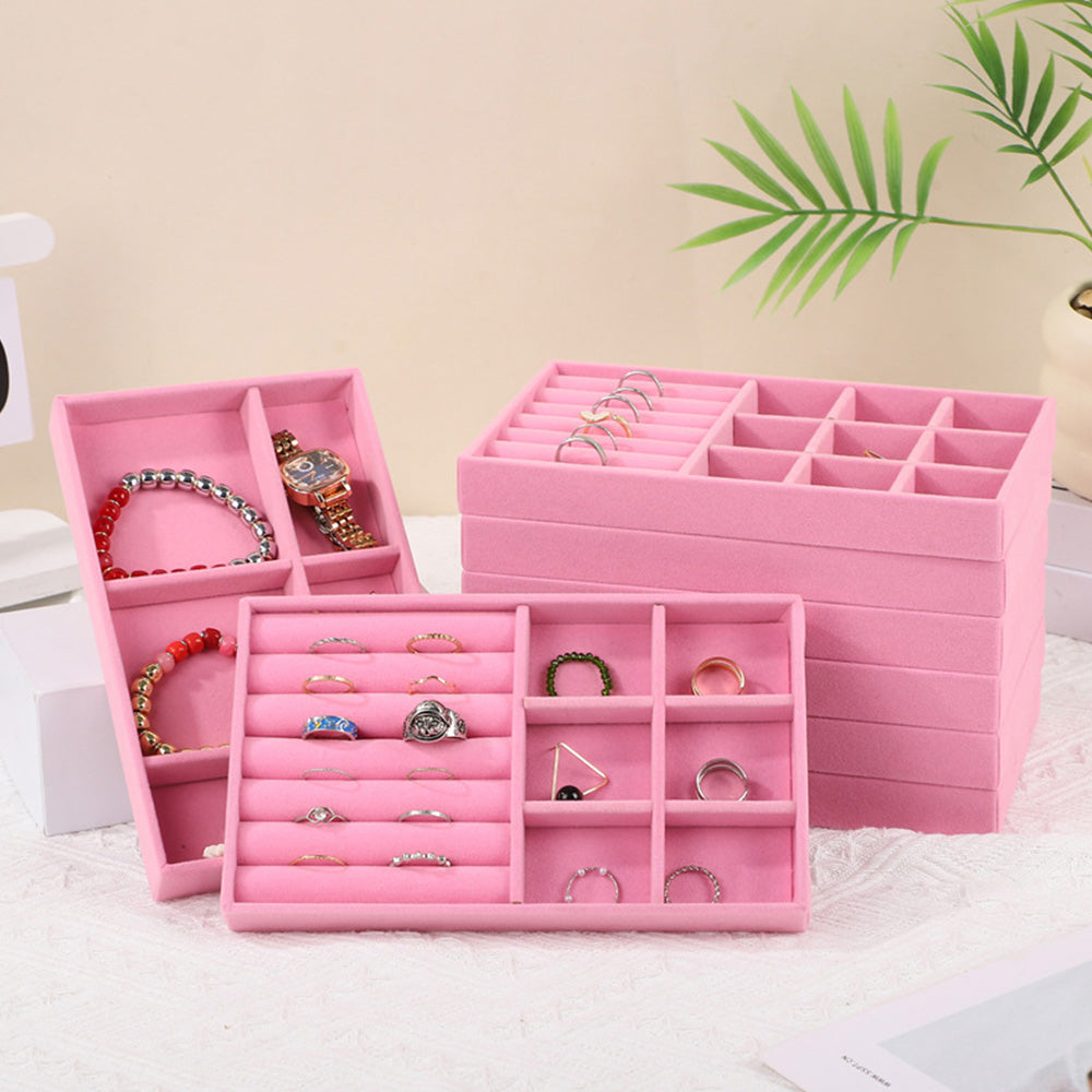 4pcs Stackable Jewelry Organizer Boxes Set for Earrings Rings Necklaces Bracelets