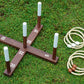Rustic Ring Toss Game with Wooden Base and 6 Rope Rings