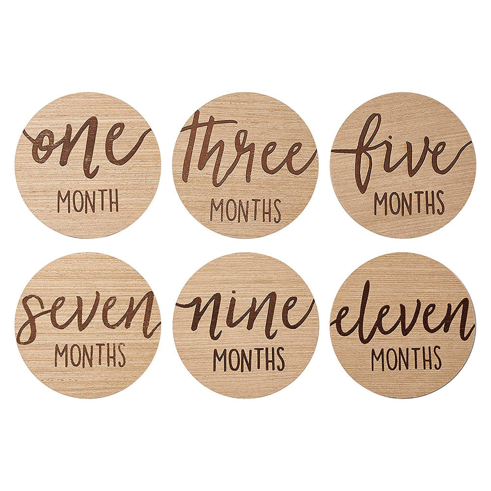 12Pcs 10CM Wooden Milestone Cards For Kids Announcement and Milestone