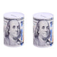 2 Pack Metal Money Saving Banks Benjamin Franklin 100 Dollar Bill Tin Design