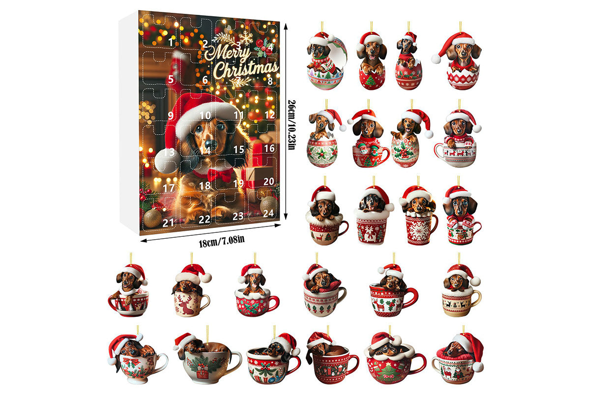 Christmas Countdown Advent Calendar Dog Holiday Collectible Hanging Ornament