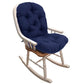 Solid Twill Swivel Rocker Chair Cushion High Back Water Resistant Pad-Navy