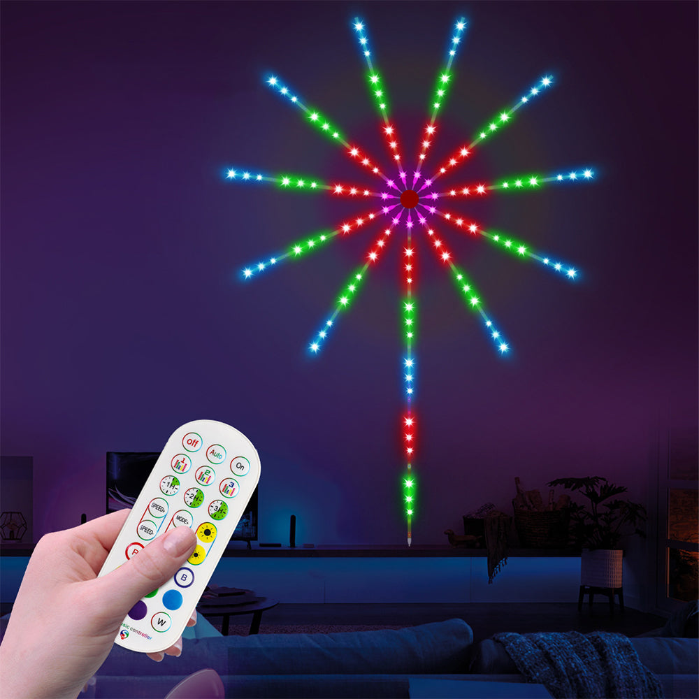 App Control Launch Burst Effect Color Changing USB Smart Firework Led Strip Lights with Remote for Christmas Decor Bedroom