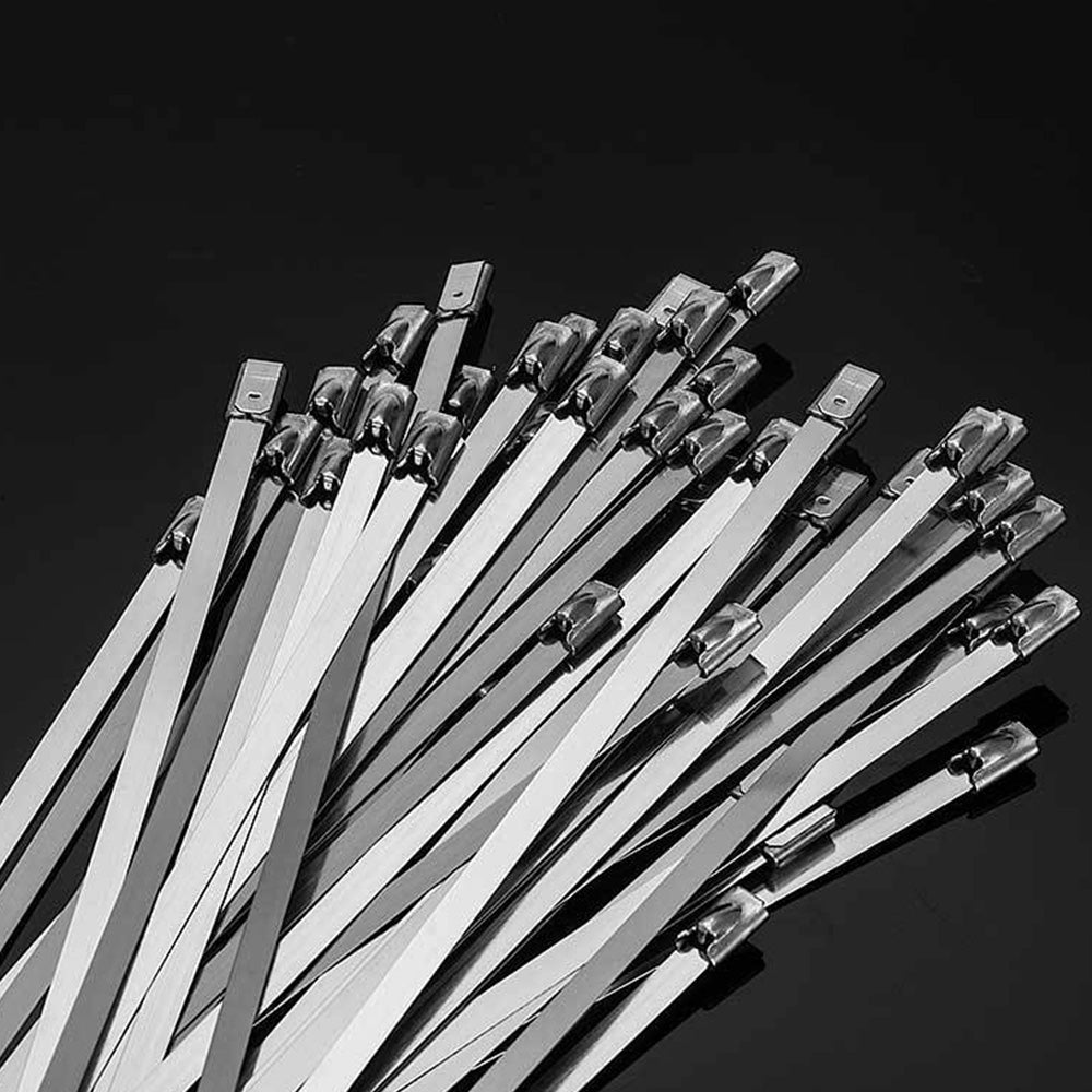 100Pcs 304 Stainless Steel Self-Locking Cable Ties 0.46 cm Wide 15 or 30 cm