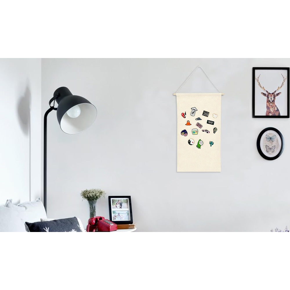 2 Piece Canvas Pin Badge Organizer Display Banners for Wall Hanging