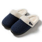 Indoor Non Slip Fuzzy Slippers for Women Warm Knitted House Shoes-Navy