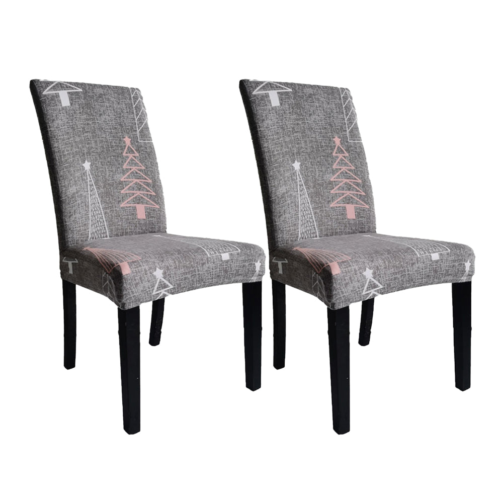 2Pcs Printed Stretchable Dining Chair Slipcover Washable Removable Chair Covers