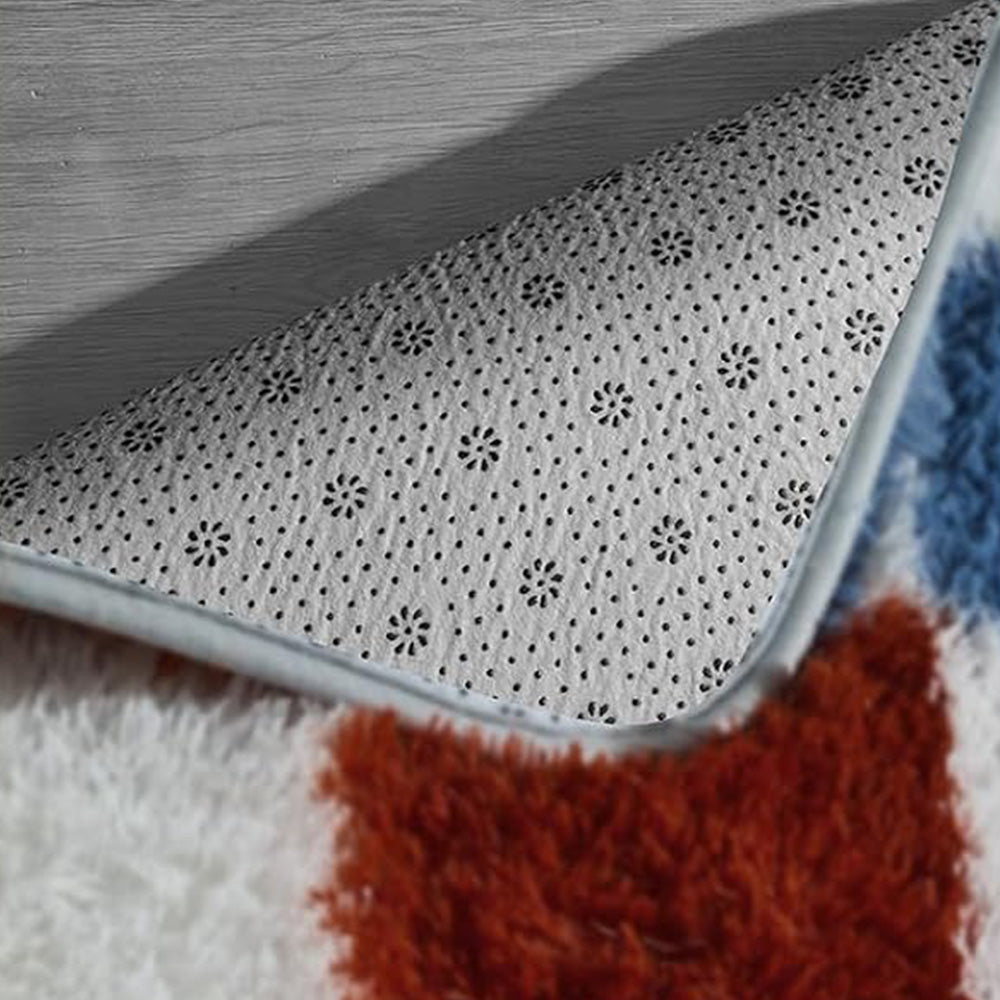 Soft Plush Shaggy Rug Checkered Thickened Non Slip Carpet for Living Room Bedroom