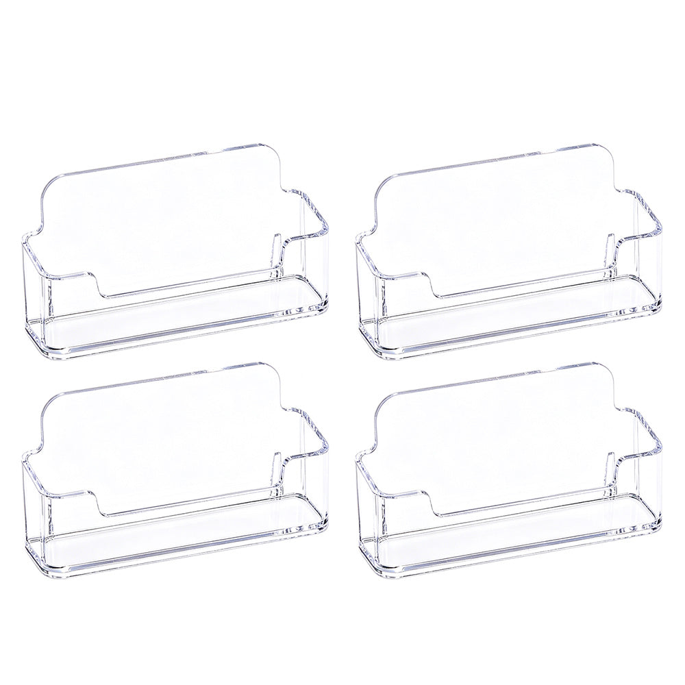 4Pcs Business Card Holder for Desk Clear Plastic Business Card Display Stand