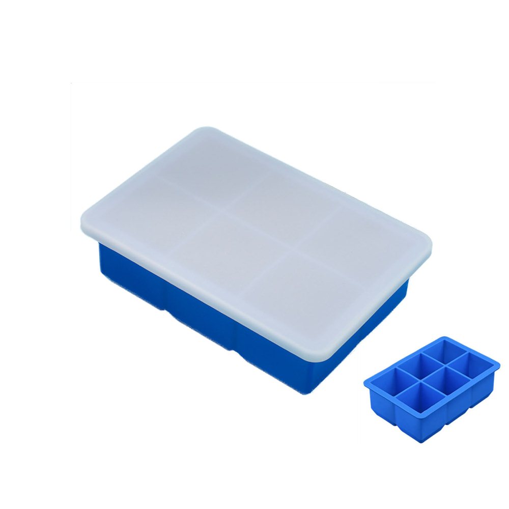 Silicone Ice Tray Mold with Lid Makes 6 Large Cubes