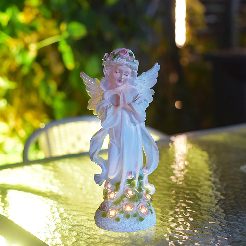 Solar Powered Angel Statue and Sculptures With LED Light