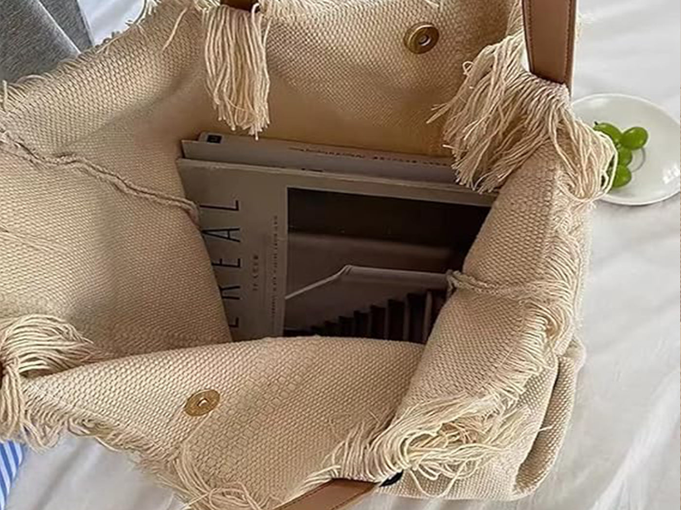 Women's Tassel Canvas Tote Bag