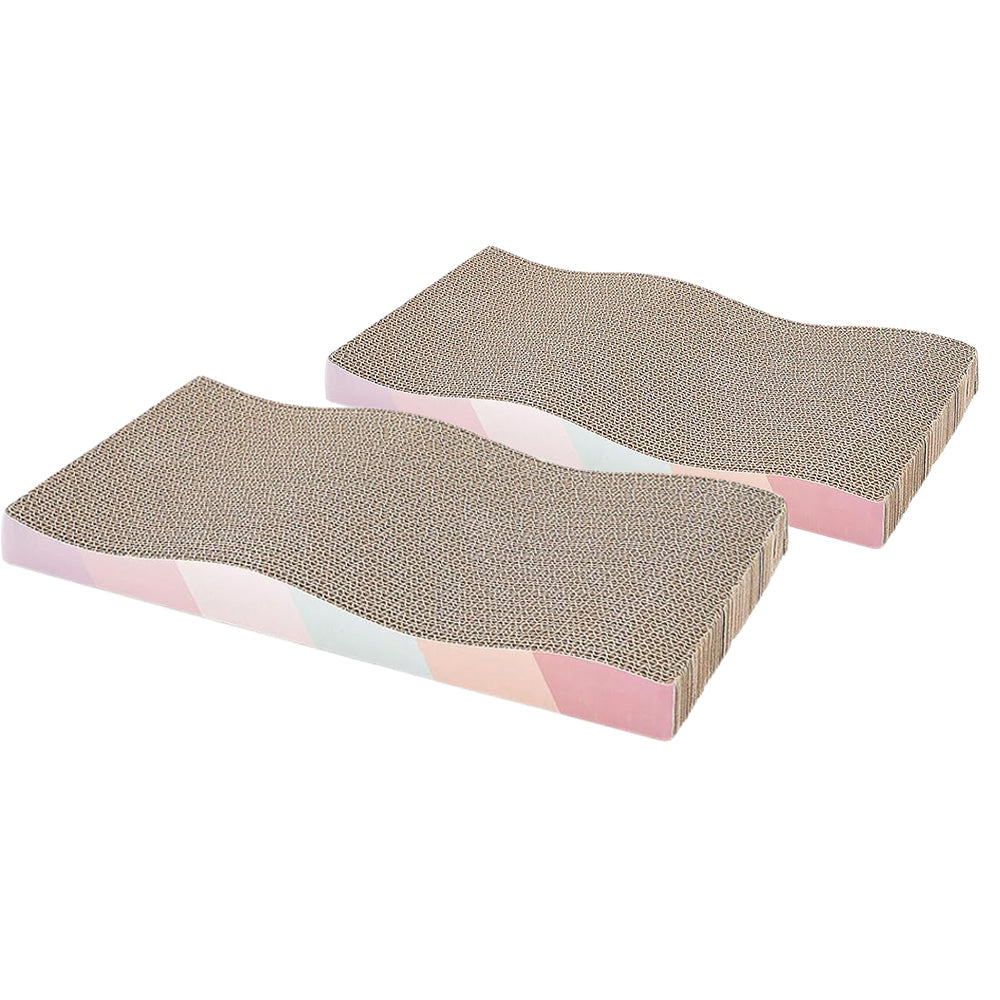 2 Pack Wave Cat Scratcher Cardboard Dual-Side Reversible for Furniture Protection