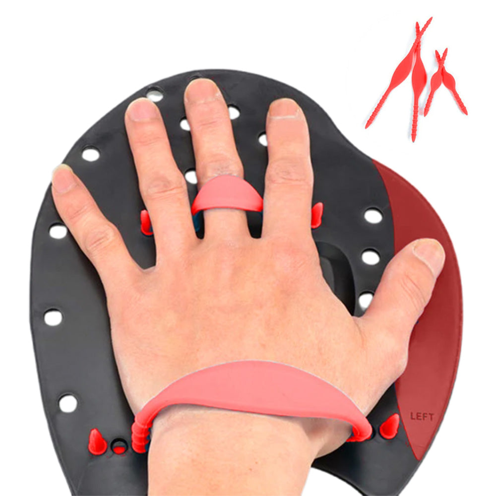 Swimming Hand Paddles Swim Hand Power Paddles Swimming Training Aid Unisex-Red