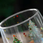 2Pcs Christmas Trees Double Wall Glass Coffee Cups 300ml