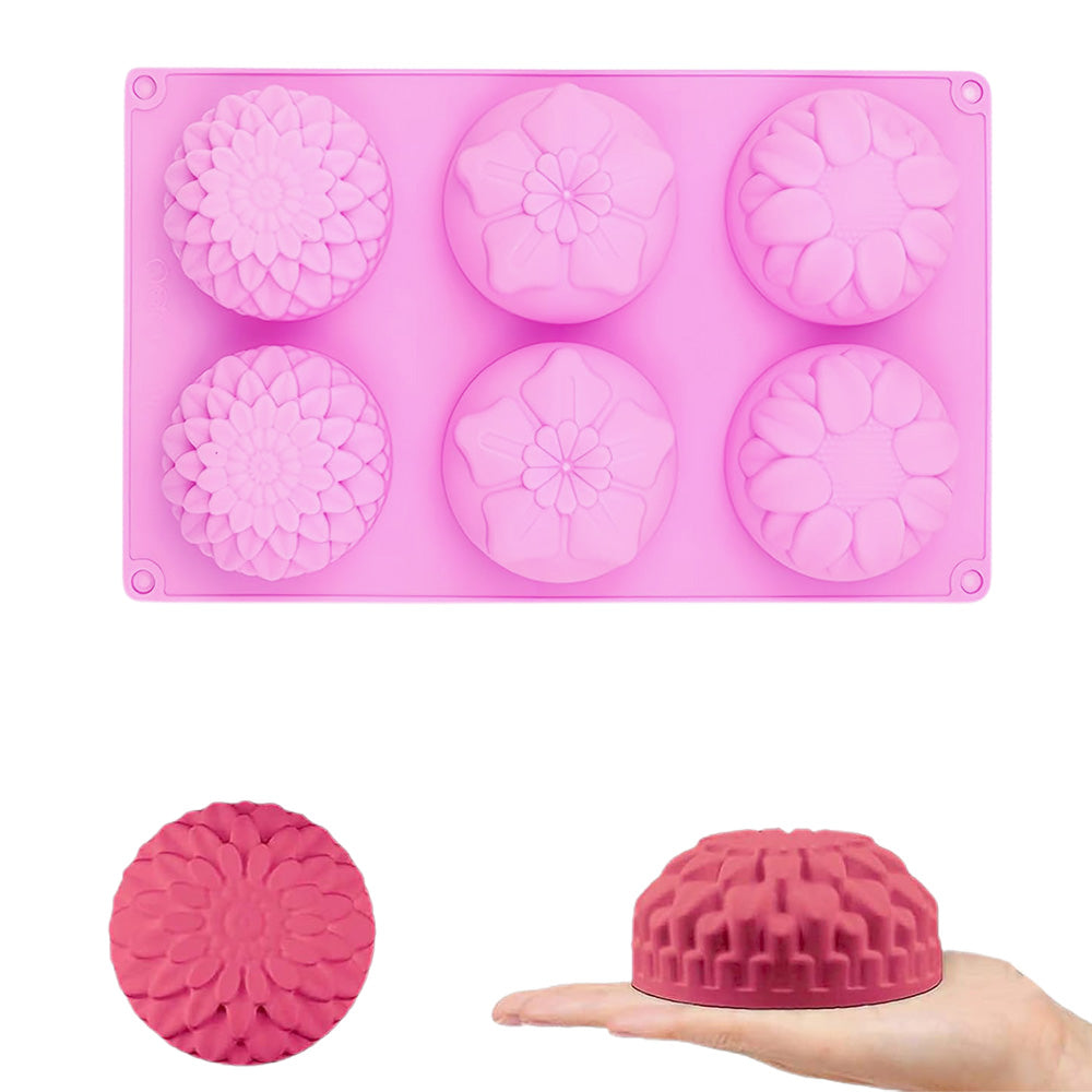3 Pack Flower Soap Mold Silicone Baking Molds for Soap Chocolate Cake
