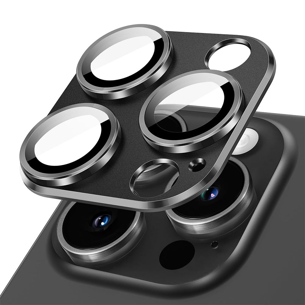 2 Pack Metal Camera Lens Protector for iPhone 16 Pro Max Tempered Glass Cover