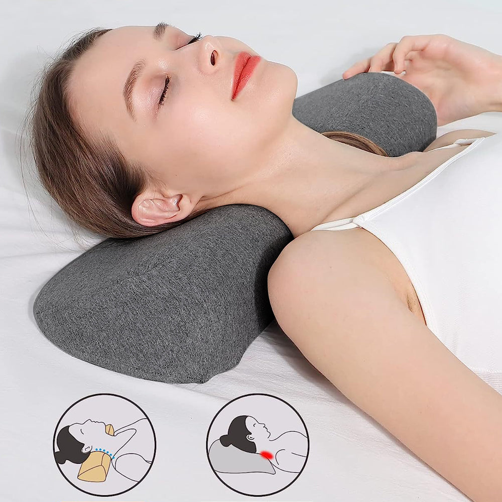 2Pcs Cervical Neck Pillow Memory Foam Neck Bolster Pillow for Pain Relief