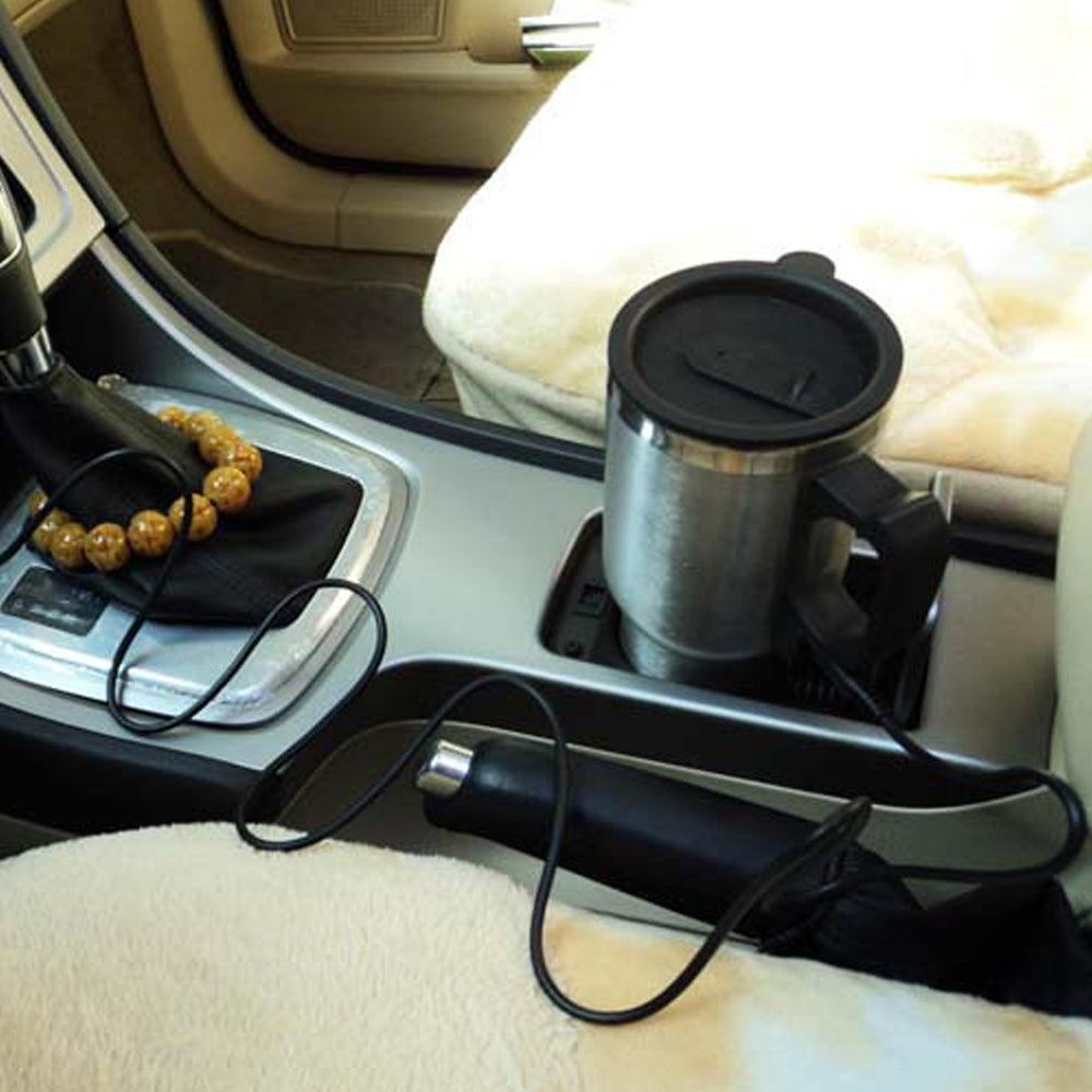Car Electric Heating Mug 12V Stainless Steel Travel Cup 450ml