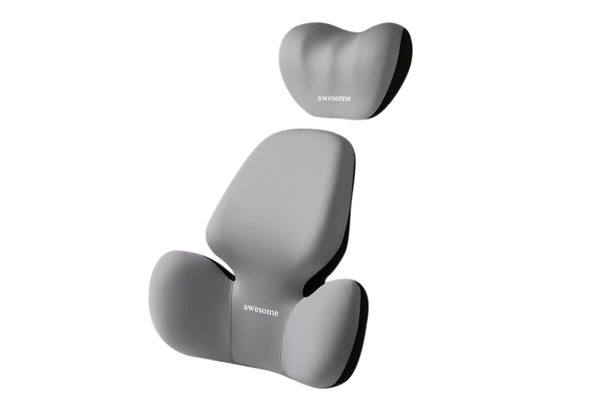 Car Headrest and Lumbar Support Set Memory Foam Driving Cushion