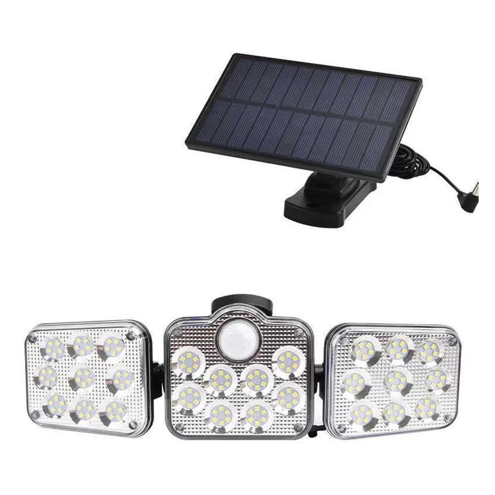138 LEDs 3-Head Solar Motion Sensor Outdoor Wall Security Light