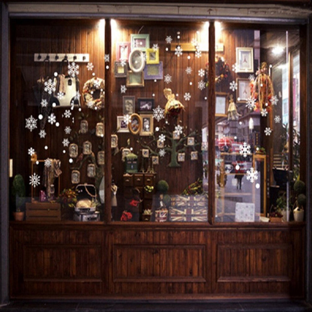 186pcs Reusable Christmas Window Snowflake Stickers Clings Decal Decorations
