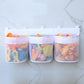 2Pcs 3 Compartment Horizontal Large Openings Bath Toy Organizer Hanging Mesh Shower Organizer