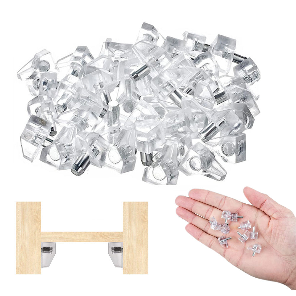 100-Pack Clear Cabinet Shelf Supports Heavy Duty Acrylic Shelf Pins for Glass/Wood Boards